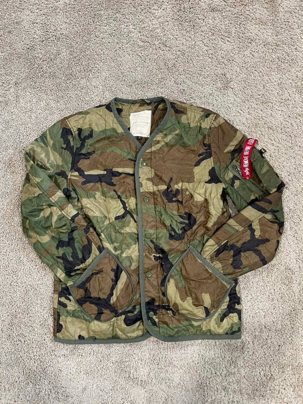Alpha Industries ALS/92 Camo Field Coat Liner Jacket Men's Size Sm READ